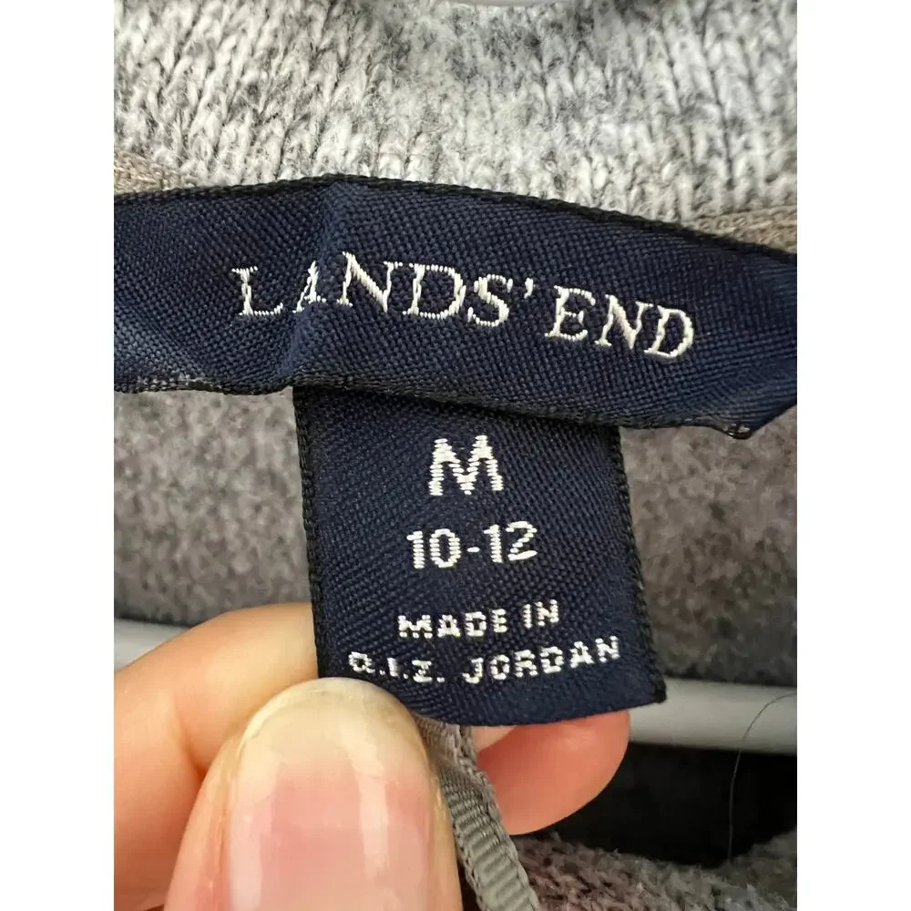 Land's End Gray Fleece 1/4 Zip Mock Neck Long Sleeve Sweater Youth M (10-12)